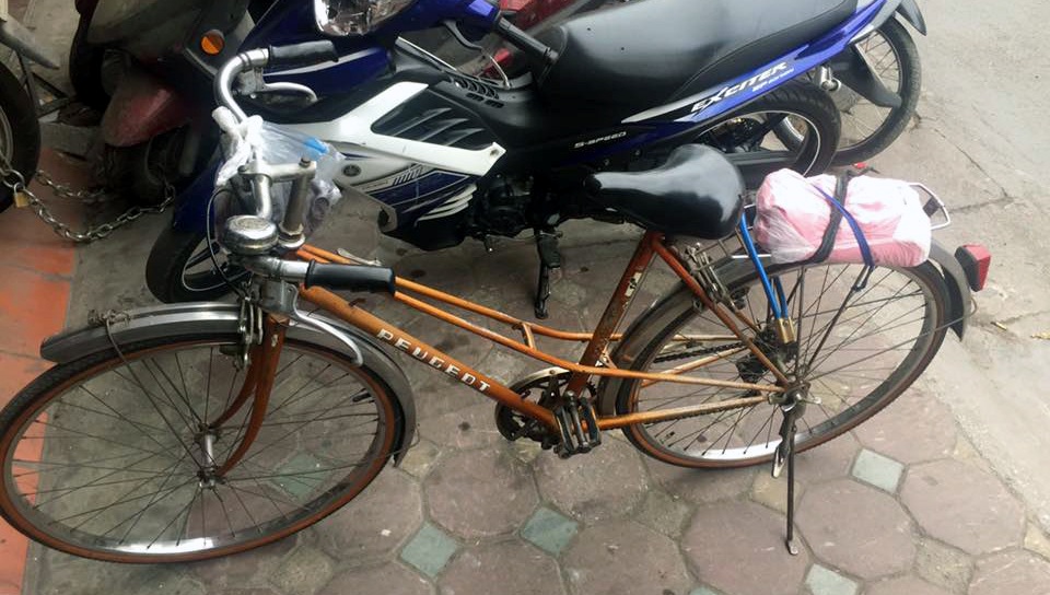 Chiếc xe đạp tang vật vụ trộm cắp.