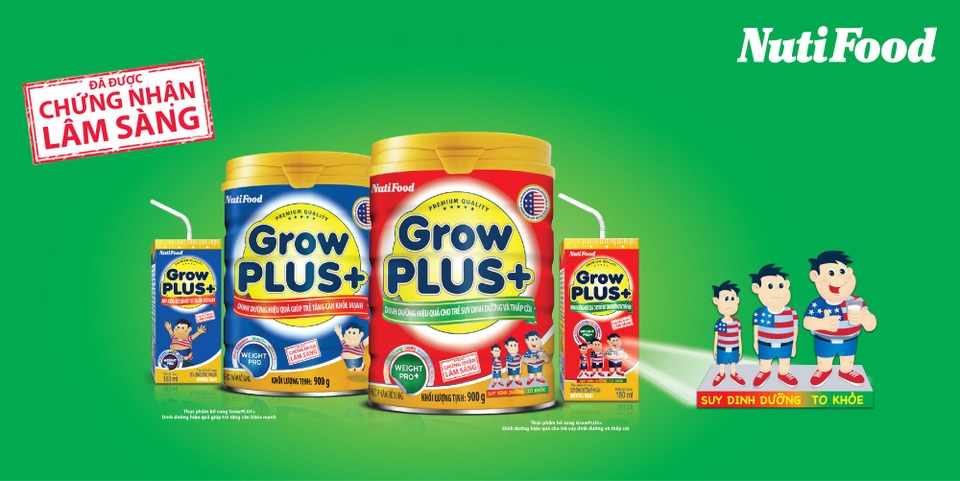 Grow Plus+ của NutiFood 2 lần được chứng nhận đứng đầu ngành sữa đặc trị - 2 GrowPLUS+ là sản phẩm ra đời từ sự trăn trở của các chuyên gia dinh dưỡng NutiFood sau rất nhiều năm trời là bác sĩ khám và chữa bệnh cho trẻ em suy dinh dưỡng tại Việt Nam.