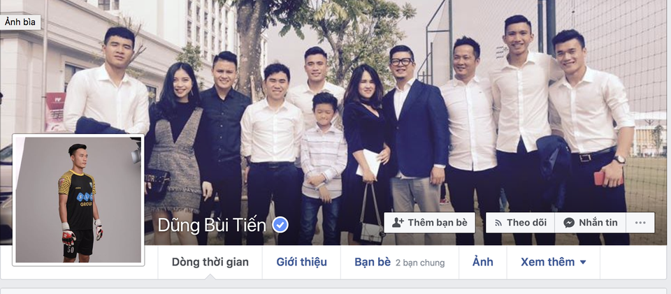 Facebook của các cầu thủ U23 Việt Nam đóng dấu chính chủ trước nạn lừa đảo - 1 Facebook chính chủ của thủ môn Bùi Tiến Dũng có tick dấu xanh bên phải