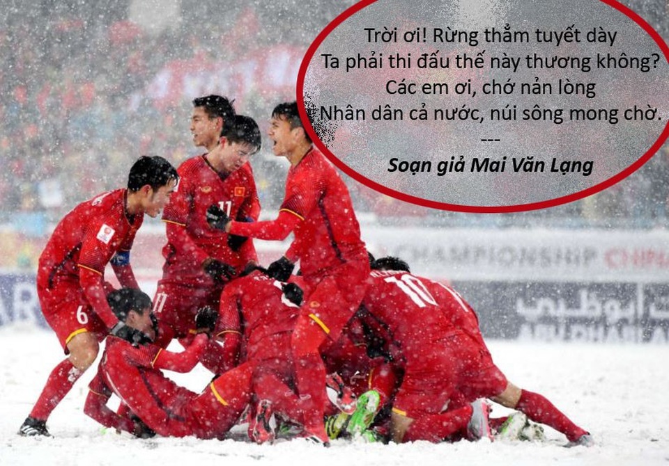 Sức nóng của U23 Việt Nam bao trùm đời sống văn hóa - 1 Xem thêm: Nghệ sĩ xót xa cho các tuyển thủ U23 Việt Nam gặp bất lợi vì băng tuyết
“Thời tiết Thường Châu đang rất lạnh, nhưng tinh thần cổ động viên lại lên rất cao”
Các sao Việt nói gì trước ngày sang Trung Quốc cổ vũ cho U23 Việt Nam?
Nhiều nghệ sĩ khóc nức nở khi U23 Việt Nam giành chiến thắng