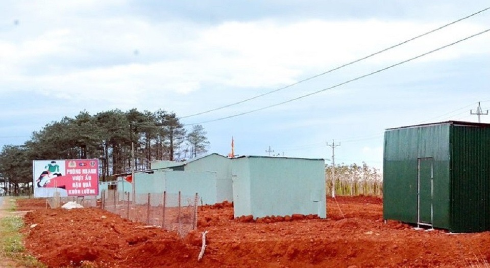 Đắk Nông: Nhập nhằng giao đất, nhiều diện tích đất rừng tiếp tục bị lấn chiếm - 1 Hàng chục ngôi nhà bằng tôn được dựng trái phép trên đất lâm nghiệp tại tiểu khu 1686, xã Đắk Ha