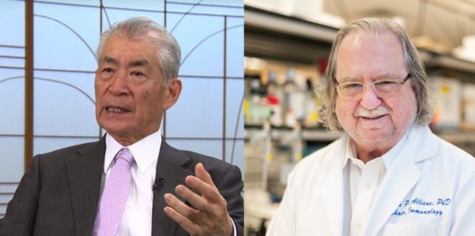 Nghiên cứu về điều trị ung thư đạt giải Nobel Y học 2018 - 1
Hai nhà khoa học James P. Allison (phải) và Tasuku Honjo (Ảnh: Youtube)