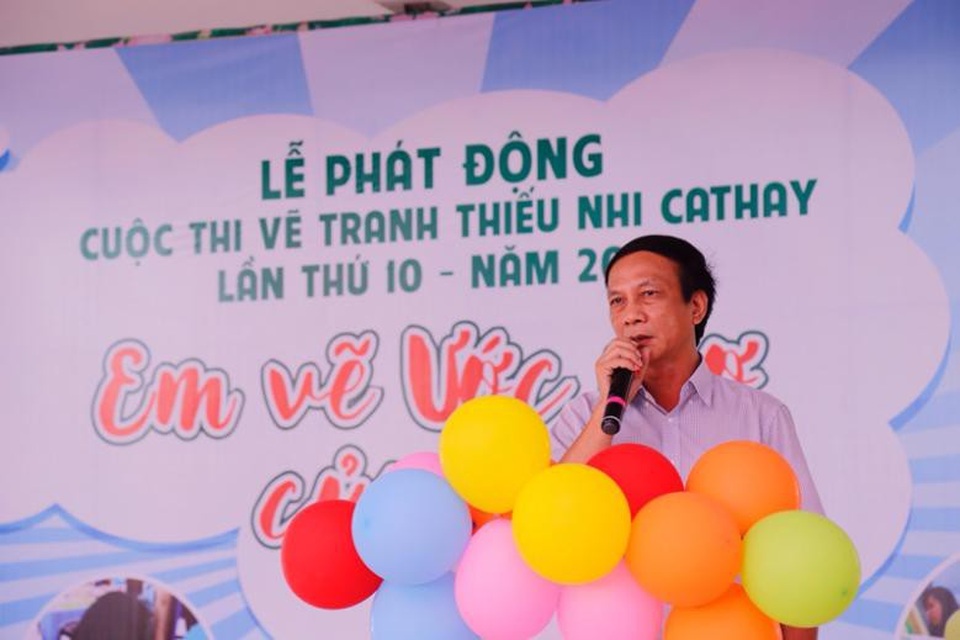 Khởi động cuộc thi “Em vẽ ước mơ của em” lần thứ 10 - 1 Nhà báo Nguyễn Trân Châu – Phó Tổng Biên tập Báo Thiếu niên Tiền phong phát biểu tại lễ phát động.