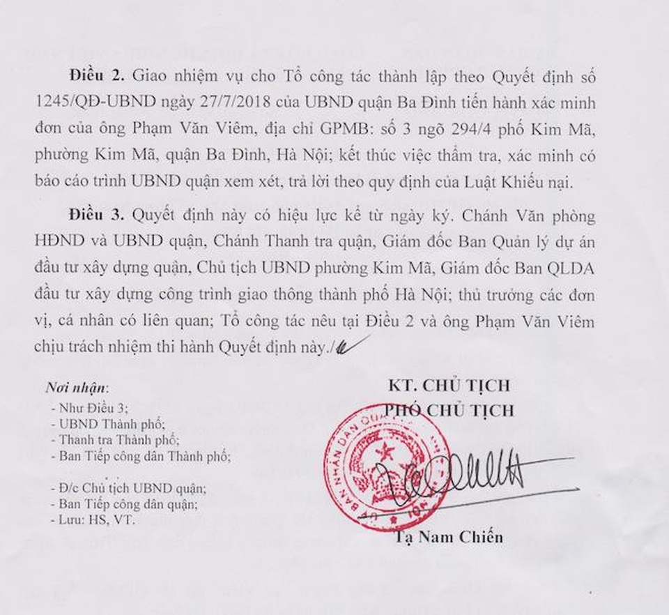 Hà Nội: Quận Ba Đình chính thức thụ lý giải quyết khiếu nại của người dân bị thu hồi đất - Ảnh 2. Hà Nội: Quận Ba Đình chính thức thụ lý giải quyết khiếu nại của người dân bị thu hồi đất - Ảnh 2.