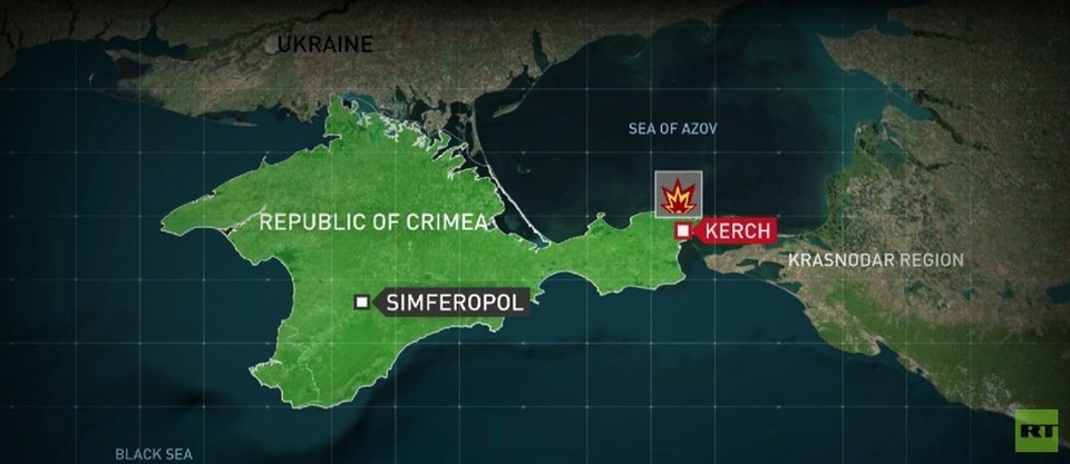 Bản đồ khu vực xảy ra vụ xả súng tại Crimea.