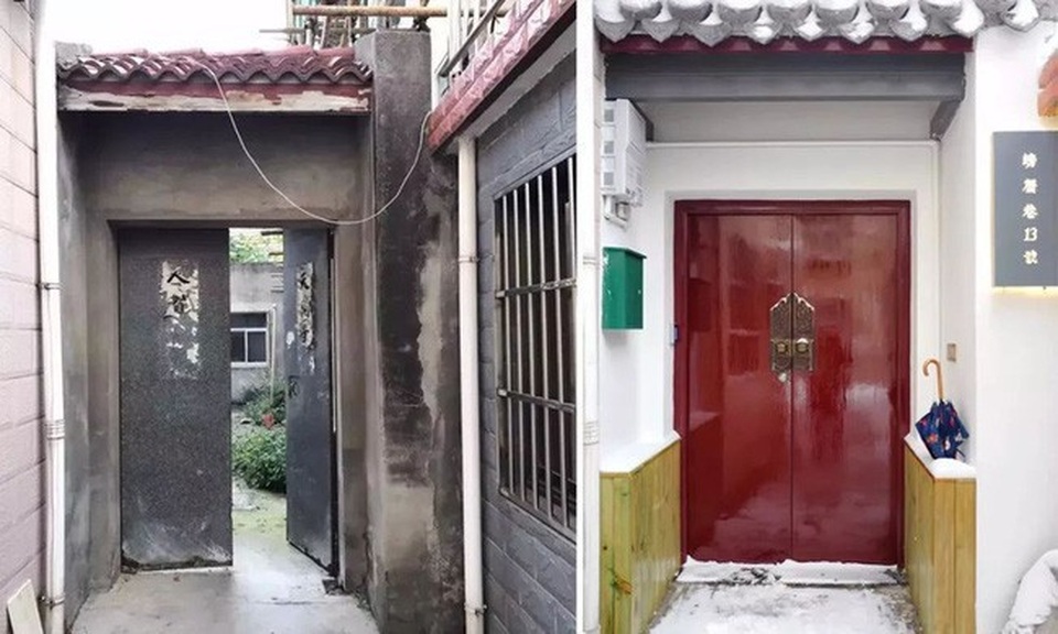 Cô gái biến nhà hoang thành không gian sống trong mơ cho riêng mình - 4 Cổng được thay mới và sơn lại bằng màu đỏ để tạo điểm nhấn, đồng thời vẫn giữ được những nét truyền thống của kiến trúc Trung Hoa. Tường hai bên được sơn trắng và ốp gỗ, để ăn gian được kích thước của lối đi nhỏ ở giữa.