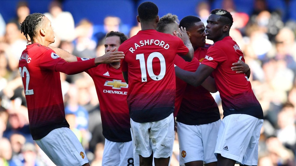 
Các cầu thủ Man Utd ăn mừng bàn thắng gỡ hòa
