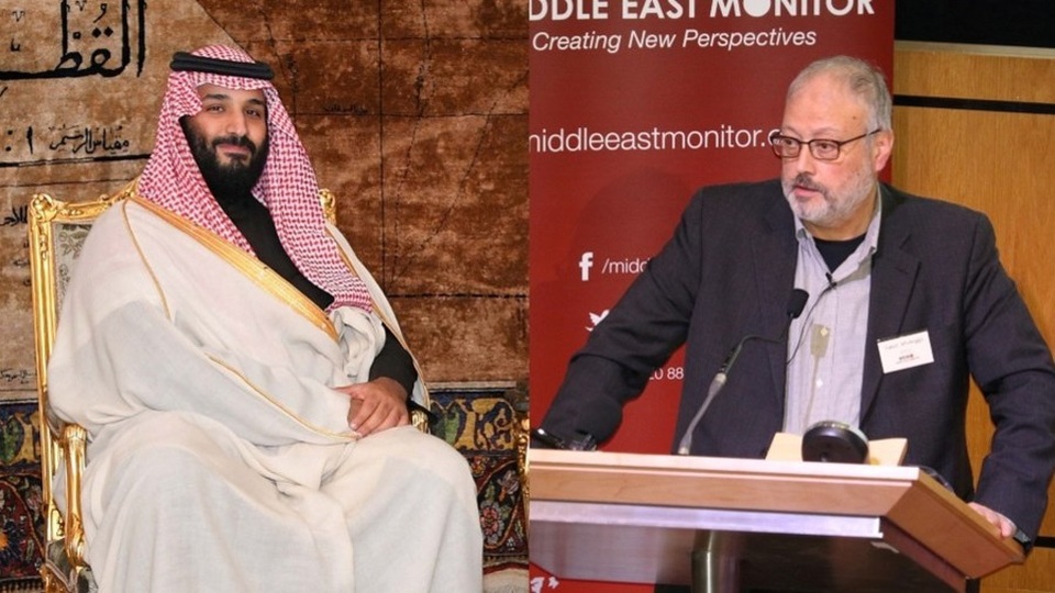 Thái tử Ả rập Xê út lần đầu lên tiếng vụ nhà báo nghi bị sát hại - 1 Thái tử Mohammad bin Salman và nhà báo Khashoggi. (Ảnh: RT)