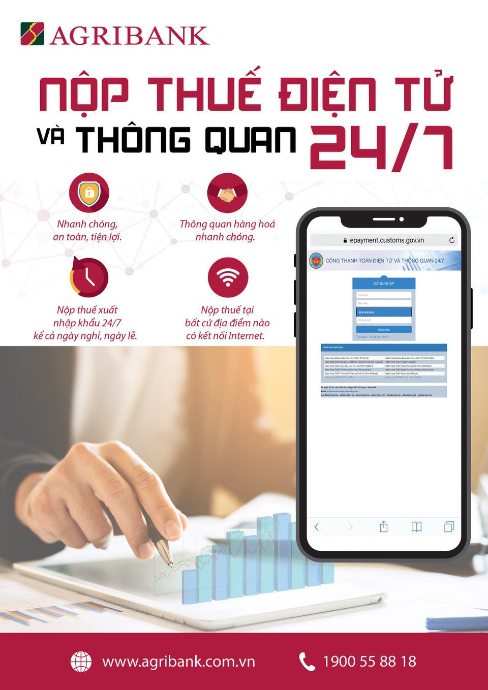 Agribank triển khai dịch vụ nộp thuế điện tử và thông quan 24/7 - 1 Agribank triển khai dịch vụ nộp thuế điện tử và thông quan 24/7 - 1