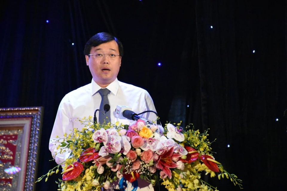 
Bí thư thứ nhất Trung ương Đoàn TNCS HCM, Chủ tịch Hội Sinh viên Việt Nam Lê Quốc Phong phát biểu tại Đại hội (Ảnh: Vương Đức)
