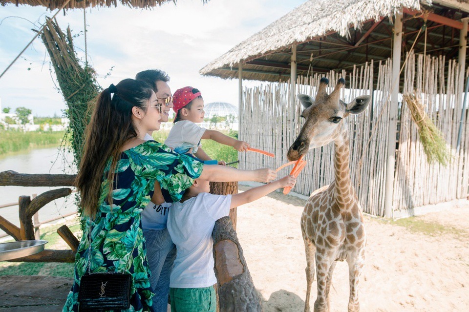 “Năm nay các con đã cùng bố mẹ đi Phan Thiết, Mũi Né, Đà Lạt, Nha Trang, Đà Nẵng. Đến Hội An lần này, các con được vui chơi, tham quan và gặp trực tiếp các động bán hoang dã trên thế giới. Hai bé Ken - Đăng Anh tỏ ra rất thích thú khi được tận tay cho hươu cao cổ, voi ăn...