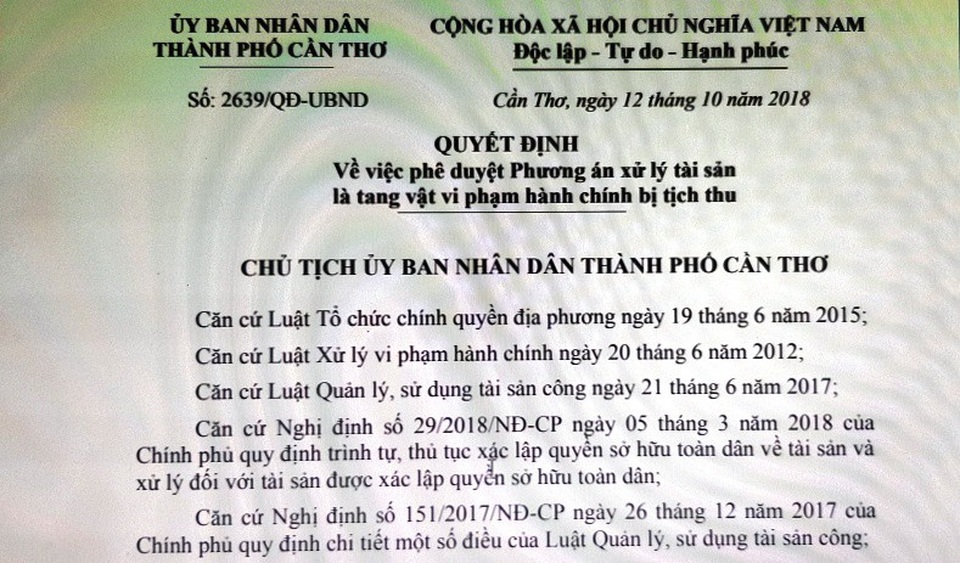 Phương án xử lý tang vật vụ đổi 100 USD ở tiệm vàng bị phạt 90 triệu đồng - 1 Quyết định phê duyệt phương án xử lý tài sản là tang