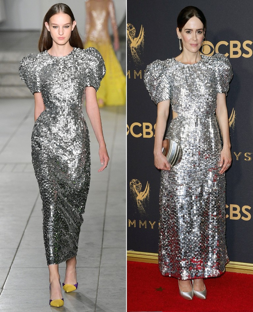 Khi sao diện hàng hiệu đẹp hơn cả người mẫu - 10
Sarah Paulson trong trang phục của Carolina Herrera