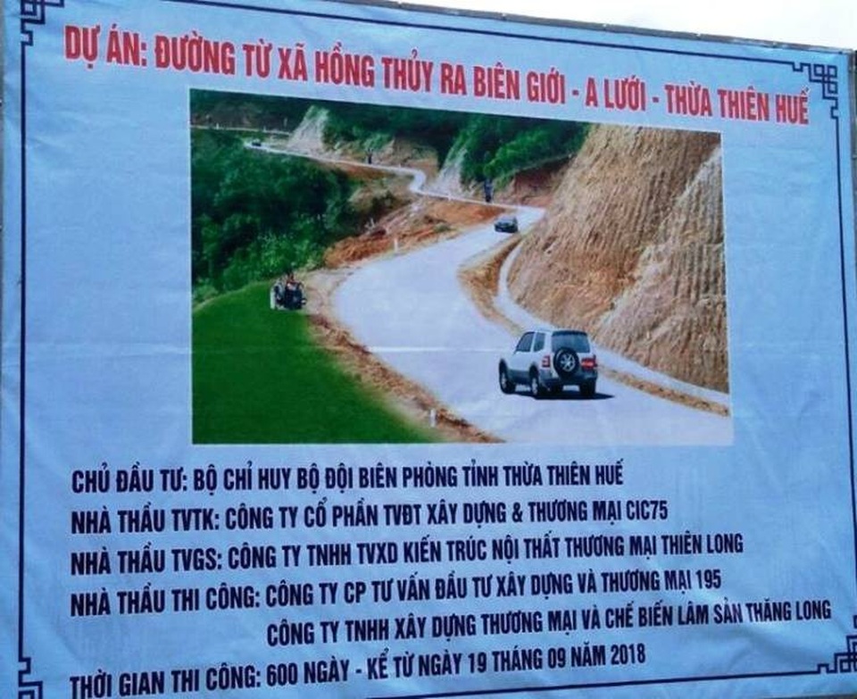 “Nhập nhằng” phân định địa giới, lãnh đạo hai tỉnh ngồi lại bàn hướng giải quyết - 2 Thông tin về dự án đường giao thông do BĐBP tỉnh Thừa Thiên Huế triển khai.