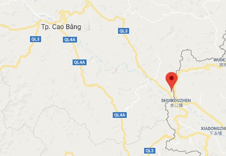 Thị trấn Tà Lùng (Phục Hòa, Cao Bằng) nằm sát biên giới. Ảnh: Google Map