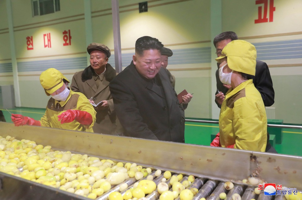 Ông Kim Jong-un đội tuyết thị sát nhà máy sau 2 tuần vắng bóng - 1
Hãng thông tấn quốc gia Triều Tiên (KCNA) ngày 30/10 đưa tin nhà lãnh đạo Kim Jong-un đã tới thăm nhà máy chế biến khoai tây Samjiyon ở Samjiyon, tỉnh Ryanggang, giáp biên giới với Trung Quốc.