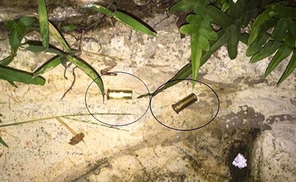 Vỏ đạn được tìm thấy tại nhà Lê Hoàng Anh sau tiếng súng.