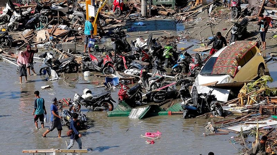 
Sóng thần là nguyên nhân chính gây chết nhiều nhất trong thảm họa chiều 28-9. Ảnh: AAP
