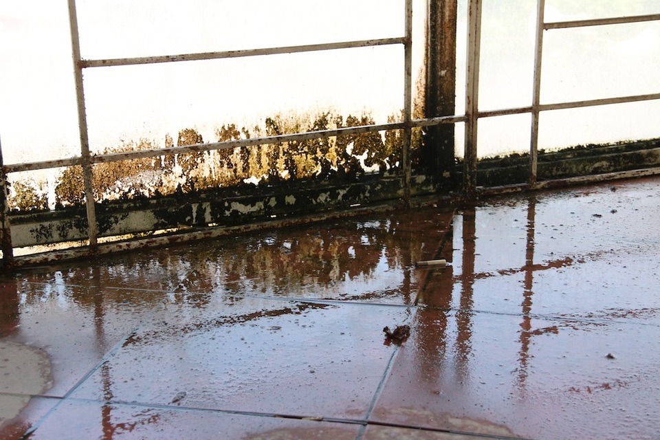 
Nhiều điểm đọng nước xuất hiện trên tầng 2 bên trong căn nhà 3 tầng.
