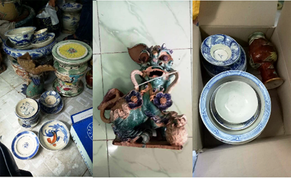 Băng trộm chuyên "săn" cổ vật ở đình, chùa sa lưới - 3 Số cổ vật bị các đối tượng lấy trộm đã được công an thu giữ, trao trả cho các cơ sở Tôn giáo.