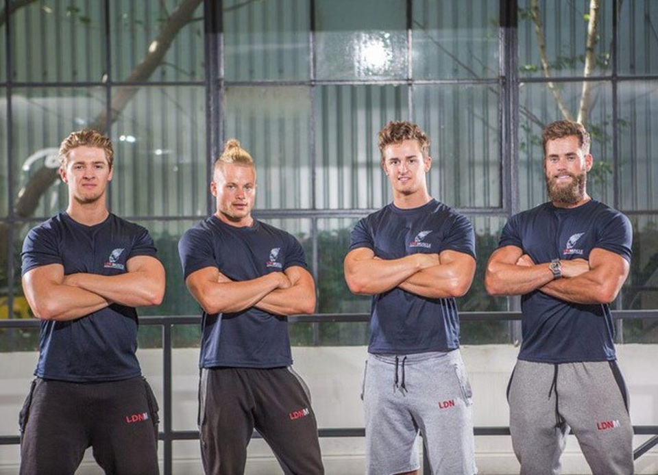 Bốn chàng trai kiếm triệu đô nhờ blog hướng dẫn tập gym - 1 Bốn nhà đồng sáng lập LDNM (từ trái sang): Hai anh em Max và Lloyd Bridger, cặp sinh đôi James và Tom Exton. Ảnh: Forbes.