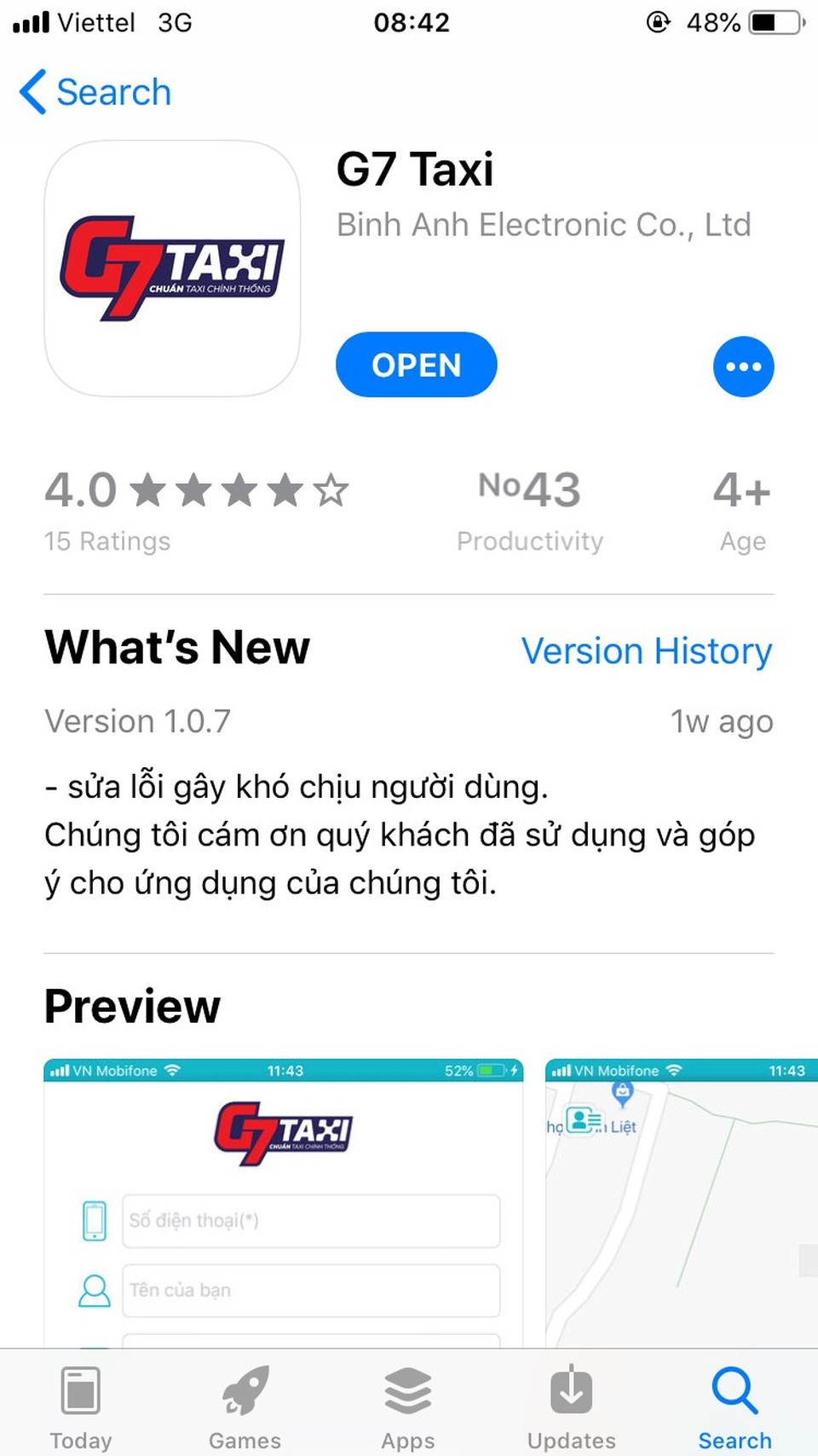 Taxi truyền thống thay đổi mạnh mẽ để cạnh tranh - 5 Ứng dụng phần mềm gọi xe G7 taxi trên hệ điều hành ios.