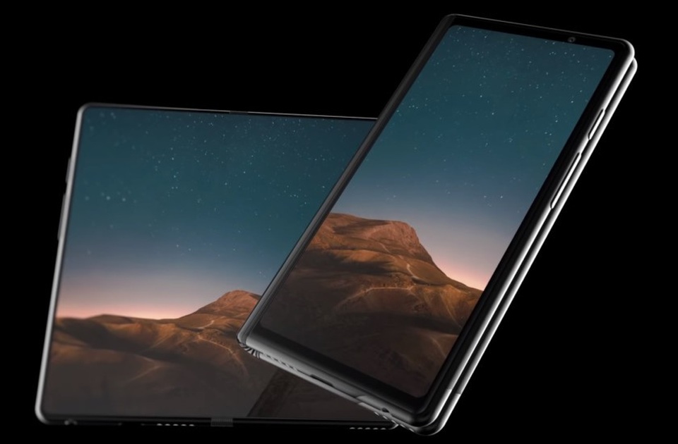 Đẹp ngỡ ngàng ý tưởng thiết kế chiếc smartphone có thể gập được của Samsung - 1 Hình ảnh về ý tưởng thiết kế của Galaxy F, ở chế độ màn hình lớn và gập đôi để thu nhỏ kích cỡ