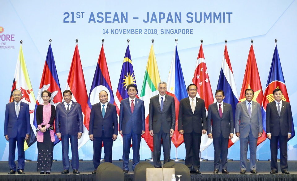 'Việt Nam sẽ nỗ lực cao nhất để nâng tầm quan hệ đối tác ASEAN-Nhật Bản' - 1 Các nhà lãnh đạo dự Hội nghị Cấp cao ASEAN-Nhật Bản lần thứ 21. Ảnh: VGP/Quang Hiếu