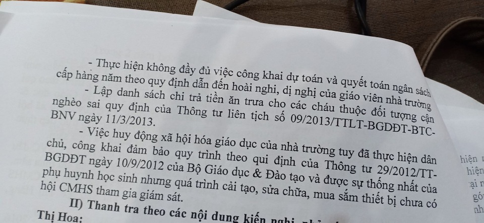 Xin công khai tài chính, giáo viên bị hiệu trưởng chửi bới, xúc phạm - 2 Việc hiệu trưởng không công khai tài chính khiến giáo viên bức xúc là có thật.