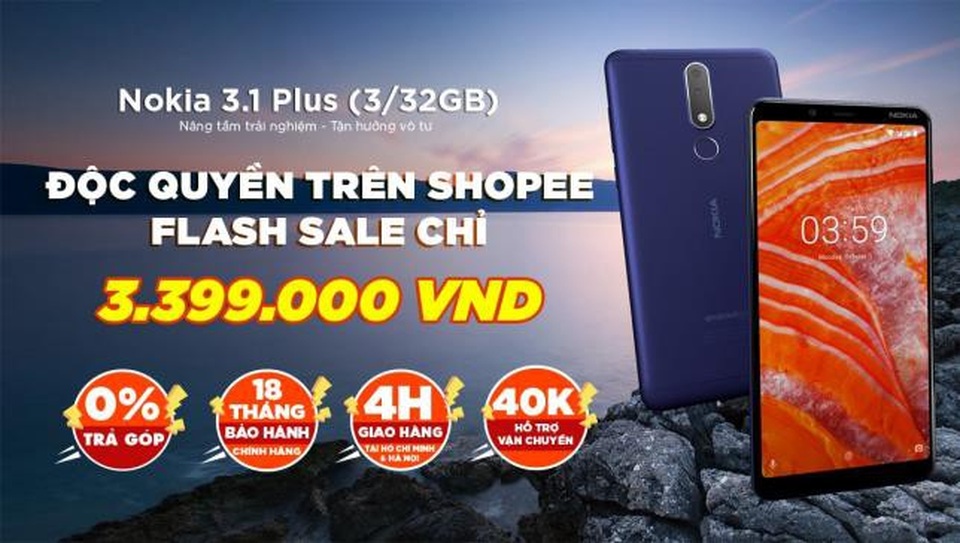 Smartphone mới ra Nokia 3.1 Plus được bán độc quyền trên Shopee với giá cực sốc - 1 Nhằm gia tăng lợi ích và giá trị dịch vụ cho khách hàng, thương hiệu Nokia đã kết hợp với Shopee tung ra thêm nhiều chương trình hấp dẫn để những người đam mê công nghệ vừa sắm được smartphone mới Nokia 3.1 Plus, vừa nhận được nhiều ưu đãi đặc biệt như: