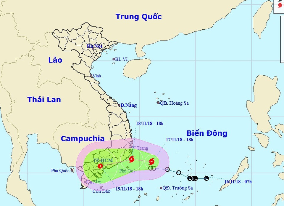 Hình thành bão số 8 trên Biển Đông - 1 Vị trí và hướng di chuyển của bão số 8. (Ảnh: NHCMF).