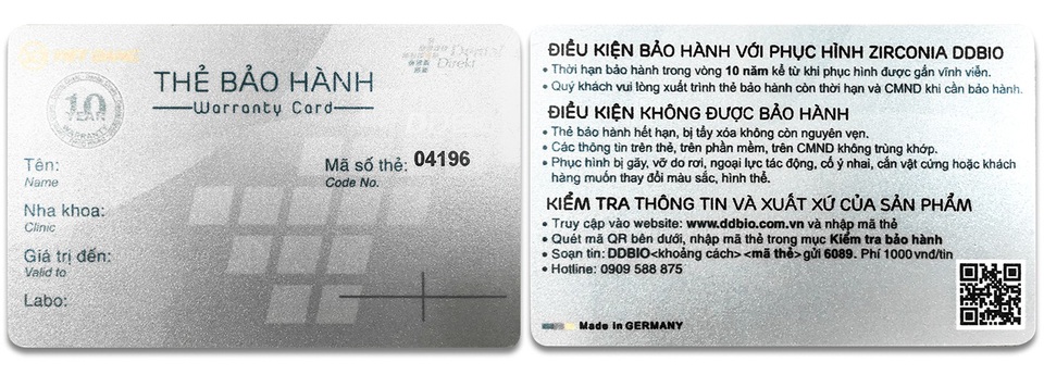 Những hiểu lầm về bọc răng sứ - 2 Thẻ bảo hành chính hãng