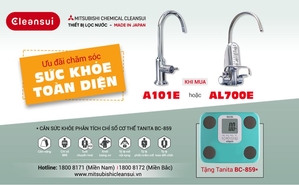 Ưu đãi chăm sóc sức khỏe toàn diện từ thương hiệu lọc nước Mitsubishi Cleansui - 1 Ưu đãi chăm sóc sức khỏe toàn diện từ thương hiệu lọc nước Mitsubishi Cleansui - 1