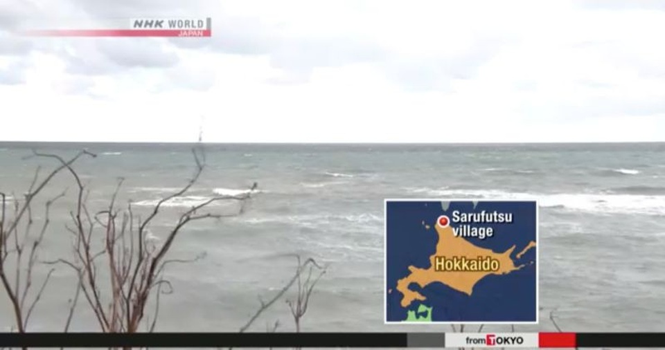 
Đảo Esanbe Hanakita Kojima nằm cách ngôi làng Sarufutsu ở phía bắc Hokkaido khoảng 500m. (Ảnh: NHK)
