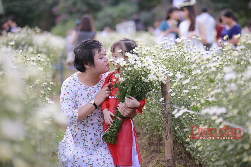 Nhà vườn thu cả chục triệu đồng mỗi ngày nhờ cúc hoạ mi vào vụ - 8
Khoảnh khắc 2 mẹ con tạo dáng bên luống hoa.
