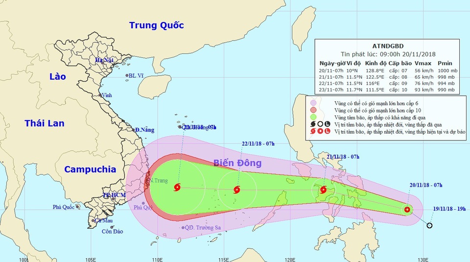 Áp thấp nhiệt đới khả năng thành bão sắp vào Biển Đông - 1 Vị trí của áp thấp nhiệt đới. (Ảnh: NCHMF).