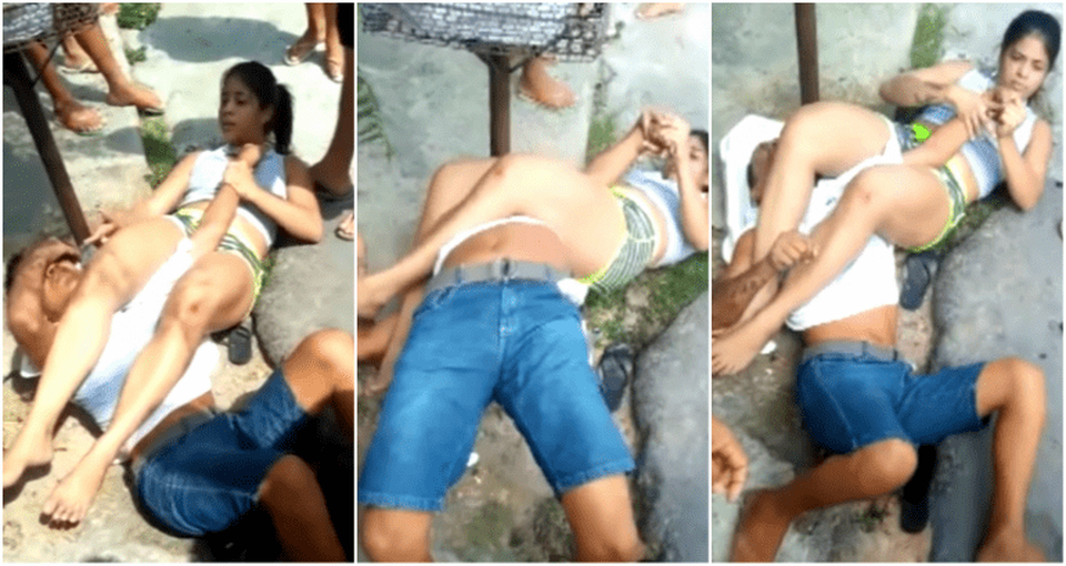 Clip "cô gái trẻ dùng võ thuật quật ngã tên cướp" khiến dân mạng thán phục - 1 Tên cướp bị Leites quật ngã và khóc lóc van xin trong đau đớn khi bị cô khóa chặt