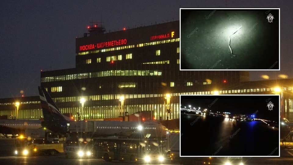 Hình ảnh sân bay quốc tế Sheremetyevo và hiện trường vụ tai nạn (ảnh nhỏ) (Ảnh: RT)