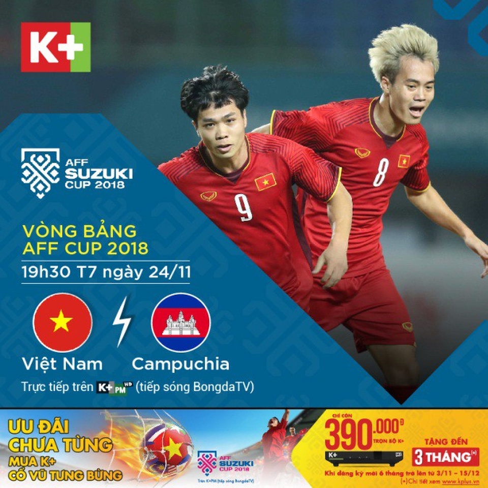 Quang Hải - Xuân Trường chơi như thế nào qua góc nhìn chuyên gia? - 3 Ngoài các thông tin nóng hổi xoay quanh trận đấu giữa Việt Nam – Campuchia lúc 19h30 ngày 24/11, người hâm mộ có thể xem trực tiếp trận đấu trên kênh K+PM, qua tín hiệu vệ tinh HD sắc nét phủ sóng toàn quốc với bộ đầu thu K+ HD hoặc qua Internet với bộ thiết bị K+ TV Box