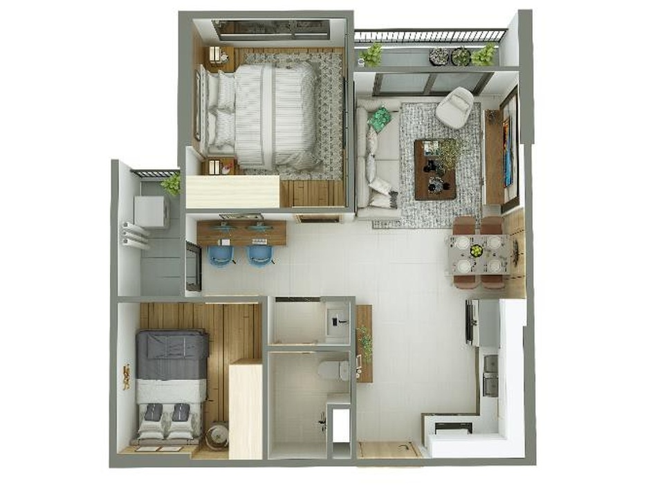 Thiết kế thông minh, căn hộ 55m2 vẫn ở thoải mái - 1 Thiết kế thông minh, căn hộ 55m2 vẫn ở thoải mái - 1