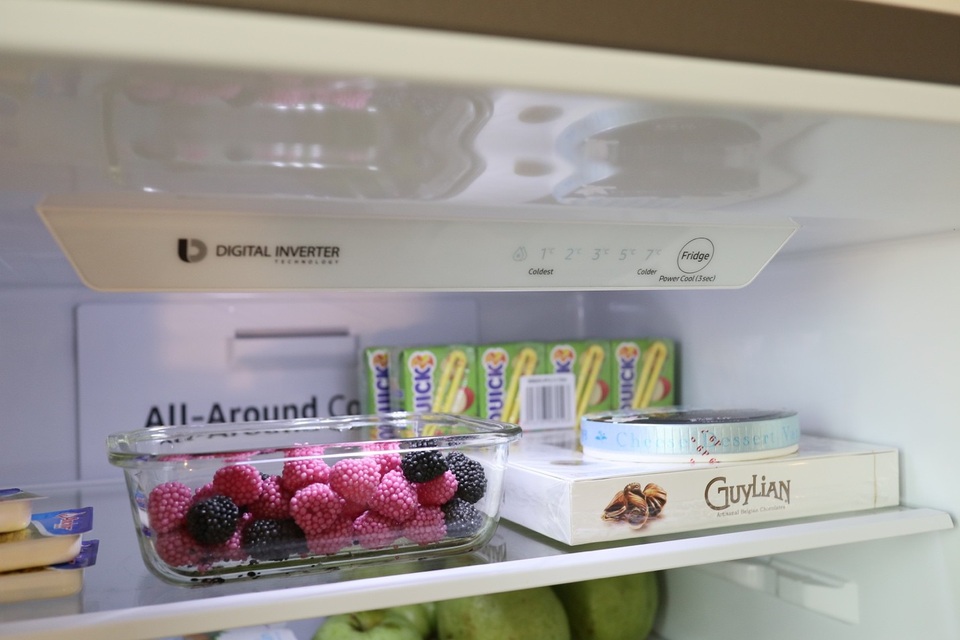 “Bài toán” kinh tế và vệ sinh trong gian bếp được đảm bảo hoàn toàn với tủ lạnh này. Người dùng từng “đau ví” mỗi lần thanh toán hoá đơn điện sẽ cảm thấy yên tâm khi tủ lạnh của mình sở hữu công nghệ Digital Inverter, có khả năng điều chỉnh tốc độ máy nén theo 5 cấp độ, giúp tiết kiệm điện năng, giảm tiếng ồn, tăng tuổi thọ tủ lạnh. Ngoài ra, bộ lọc than hoạt tính Deodorizing Filter cũng đóng vai trò loại bỏ các mùi khó chịu, để không khí trong tủ lạnh luôn trong lành.