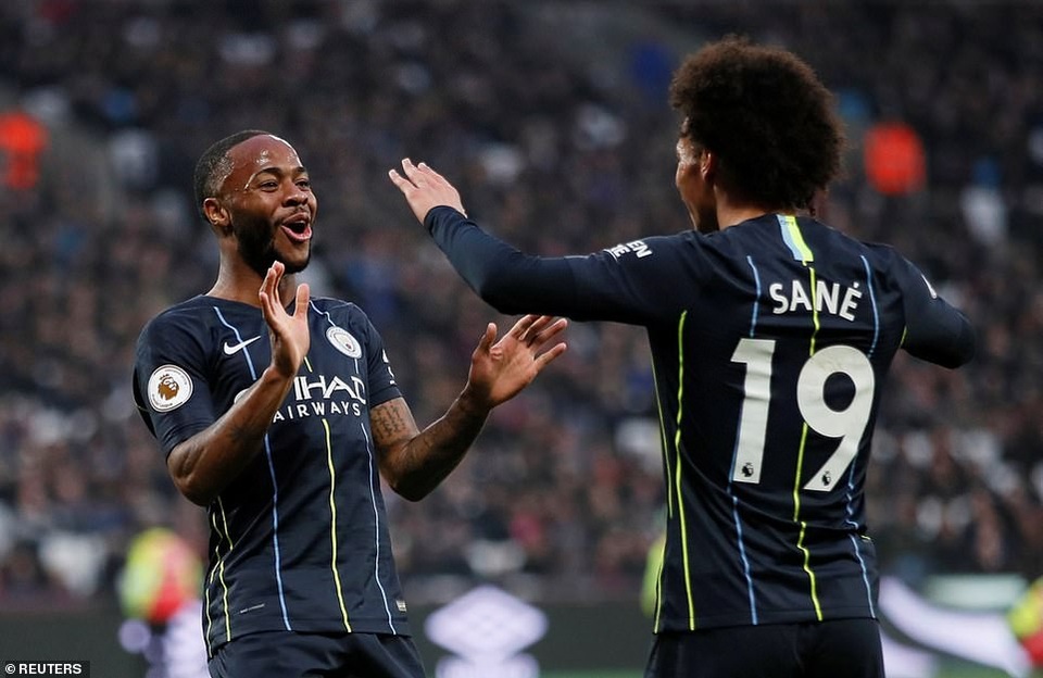 West Ham 0-4 Man City: "Người cũ" Pellegrini phải cúi đầu - 3
Sane (phải) lập cú đúp trong chiến thắng của Man City