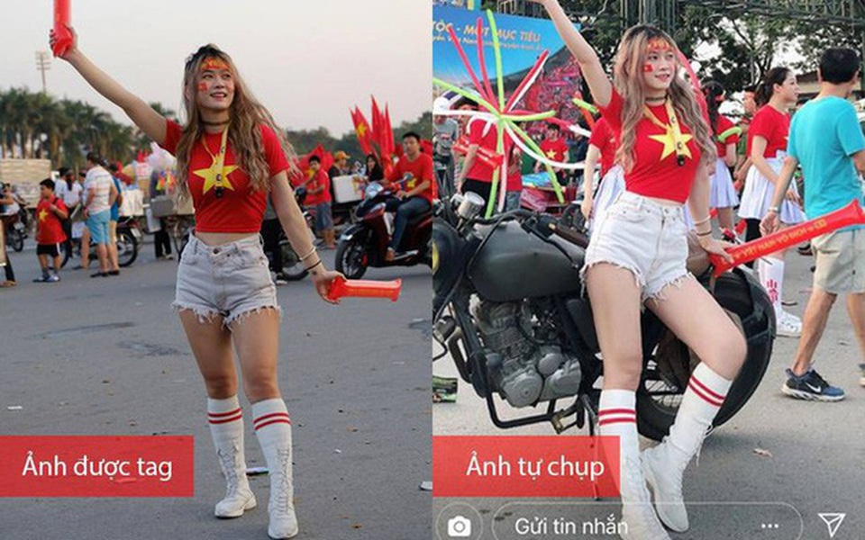 Loạt hot girl nóng bỏng khiến dân tình "tá hỏa" vì nhan sắc thật - 9
Nhưng mới đây, trong bức hình bị mọi người chụp lén khi đến sân vận động Mỹ Đình cổ vũ bóng đá, Xuân Anh lại không hề thon gọn như những bức hình đăng trên mạng.