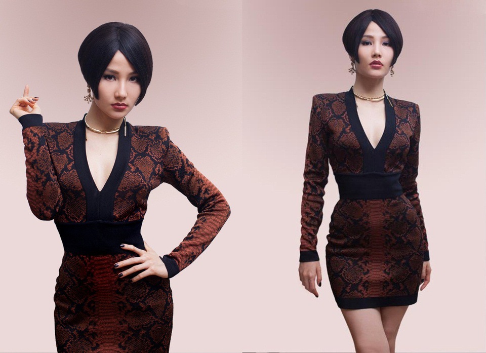 Vóc dáng gợi cảm của nữ diễn viên được khoe trọn khéo léo trong thiết kế ôm sát họa tiết da rắn của nhà mốt Balmain đến từ Pháp