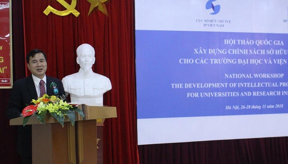 Chiến lược sở hữu trí tuệ cho các trường đại học trong xây dựng đổi mới sáng tạo - 1
Thứ trưởng Bộ KH&CN Bùi Thế Duy chia sẻ tại Hội thảo.