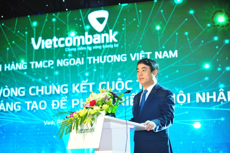 Vietcombank tổ chức thành công Cuộc thi “Đổi mới – Sáng tạo để phát triển và hội nhập” - 1
Ông Nghiêm Xuân Thành – Chủ tịch HĐQT, Chủ tịch Hội đồng KHCN Vietcombank, Trưởng Ban Tổ chức phát biểu tổng kết Cuộc thi