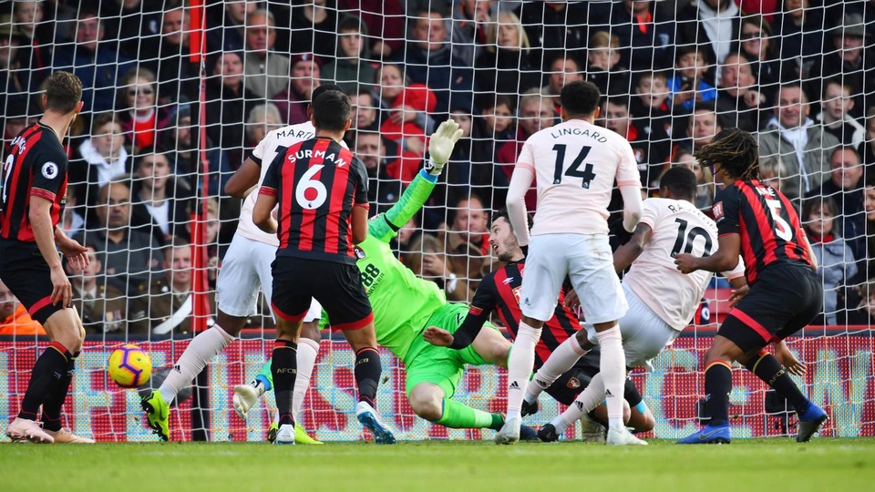 Nhìn lại chiến thắng thót tim của Man Utd trước Bournemouth - 21 
Bất ngờ nổ ra ở phút bù giờ thứ hai, Rashford đã ghi bàn thắng đưa Man Utd vượt lên dẫn trước