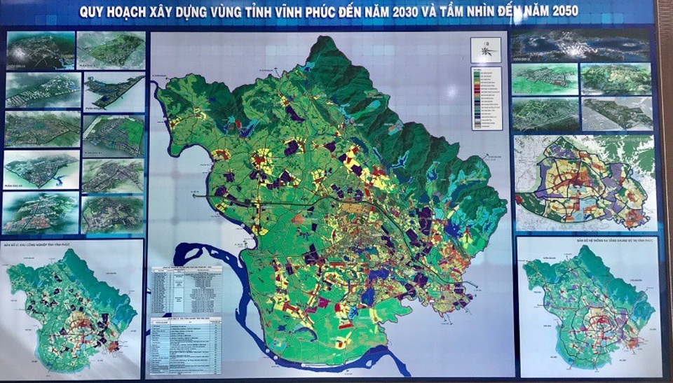 Trục không gian Bắc - Nam mang tầm nhìn chiến lược trong xây dựng và phát triển đô thị - 1 Bản đồ quy hoạch xây dựng vùng tỉnh Vĩnh Phúc.