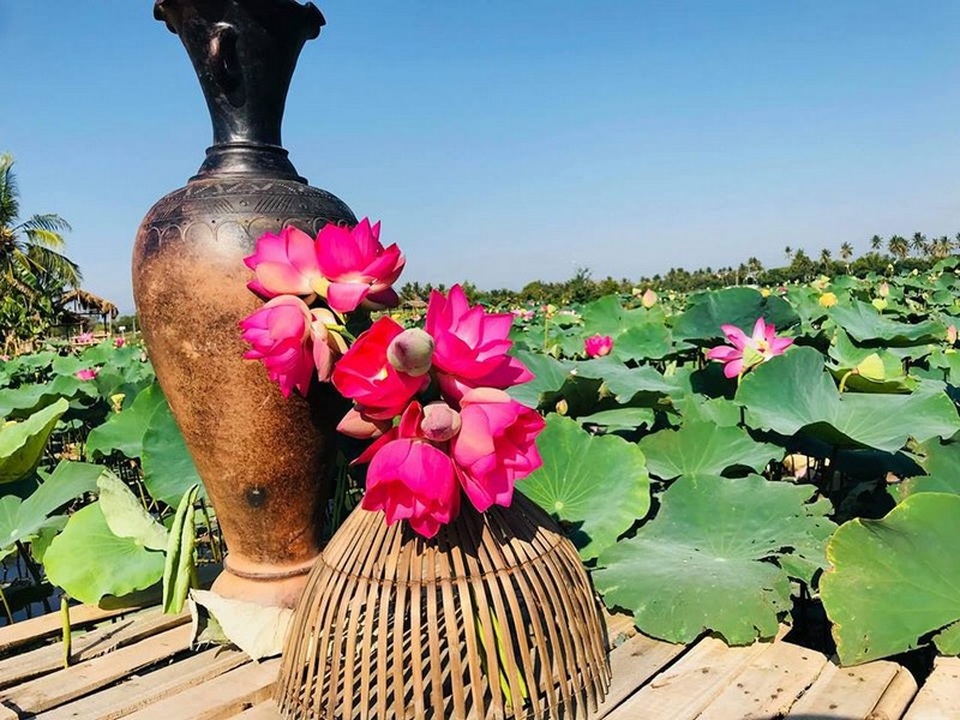 Tiểu cảnh sáng tạo với Sen và gốm Bàu Trúc- một nét văn đặc sắc của người Chăm Ninh Thuận