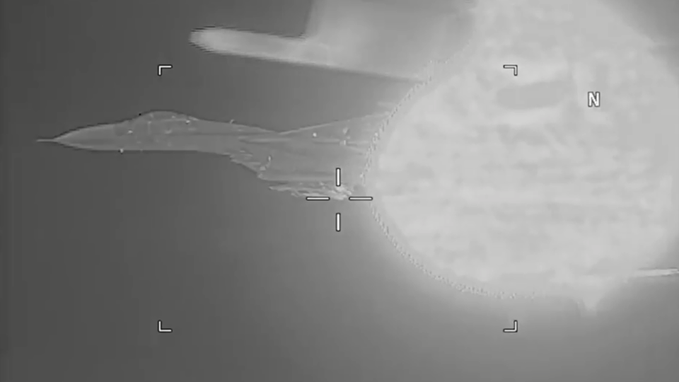 Mỹ công bố video "tố" Su-27 của Nga chặn máy bay trinh sát - 1
Máy bay Su-27 của Nga bị cáo buộc cắt trước mặt máy bay trinh sát Mỹ với tốc độ cao. (Ảnh: US Navy)